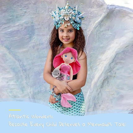 June Garden Atlantic Wonders Series - Mermaid Princess Thalassa Seabreeze - 16" Soft Plush Stuffed Mermaid Doll Gift for Toddler Girls