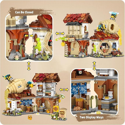 Honey Workshop Mini Building Blocks, MOC Creative Building Toys Model Set for 7-9 Years Old Girls Boys, 1242 PCS Simulation Architecture Construction Toy, Gift Idea for Kids Adults