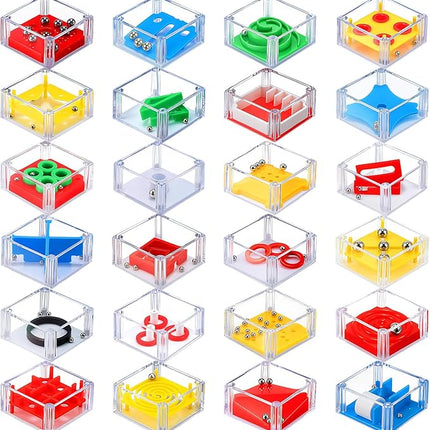 Sumind 24 Mini Maze Cube Puzzle Box Set, Balance Iq Maze Game 1.5 Inch 3D Brain Teaser Ball Ideal Prizes Gifts Puzzles Party Favor Games for Mind Challenge Gifts (Festival)