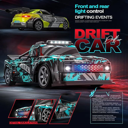 RC Drift Car, 1:16 Scale Remote Control Vehicle for Drift and Race, 2.4GHz 4WD High Speed 20+KM/H Racing Car with LED Lights, Hobby RC Cars Toy Gifts for Teen Adults