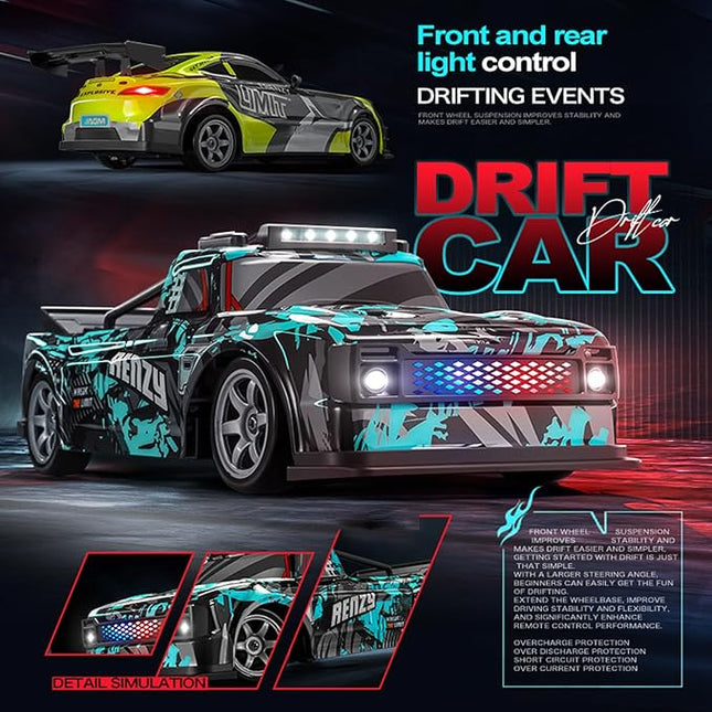 RC Drift Car, 1:16 Scale Remote Control Vehicle for Drift and Race, 2.4GHz 4WD High Speed 20+KM/H Racing Car with LED Lights, Hobby RC Cars Toy Gifts for Teen Adults