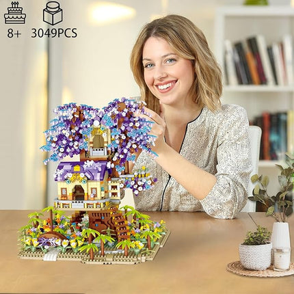 Tree House Building Set,3049 Pcs Friendship TreeHouse Street View Building Kit,STEM Creative Forest House Micro Blocks Toys,Forest Style Model Kit,Christmas Birthday Gifts for Adults,Girls 8-14+