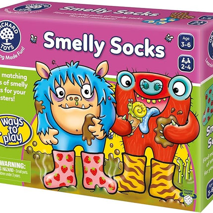 ORCHARD TOYS Moose Smelly Socks Game. Find Matching Pairs of Socks for Your Monsters! for Ages 3-6 and 2-4 Players