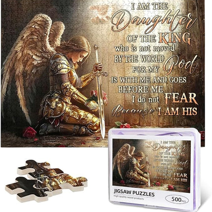 Christian Jigsaw Puzzles 500 Pieces for Adults, Warrior Woman with Bible Verses, Inspirational Religious Wooden Puzzle, Faith-Based Gift