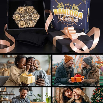 7 in 1 DND Spinner Dice Set Role Playing Board Games Accessories Good Choice Accessories for DM, Gamer and Collector (Gold)