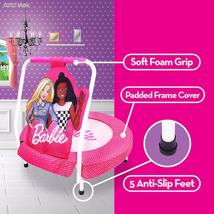 Barbie Hearts Indoor Mini Trampoline with Handle for Toddlers