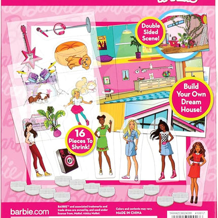 Barbie Dreamhouse Shrinky Dinks Kit – Shrink Art Activity Set with Pre-Cut Sheets, Colored Pencils and Keychains – Creative Craft Toy for Girls Ages 5+