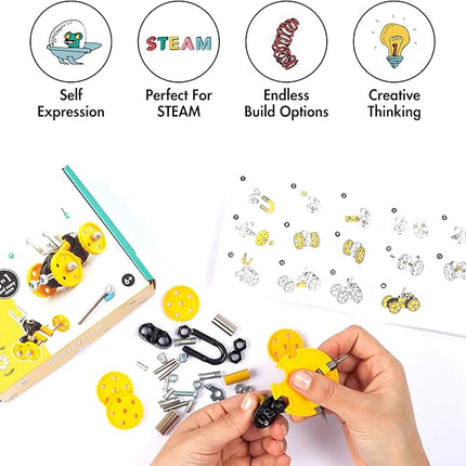 The Off Bits Building Toy - Yellow Vehicle Kit BlazeBit - Building & Construction Toy Tool Set for Kids Including Guide Book - Build-it-Yourself, Gift Ideas for Kids Boys & Girls