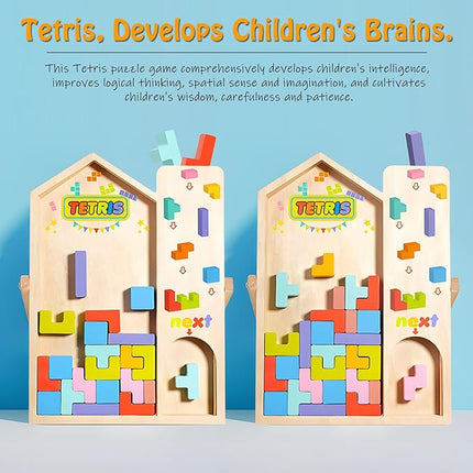 Wooden Stacking Puzzle Colorful 3D Versatile Russian Blocks for Toddlers 3-6 Years,Brain Teasers Toy Board Game Toys, Montessori Toys for 3 4 5 Year Old,Christmas Birthday Gift for Boys and Girls