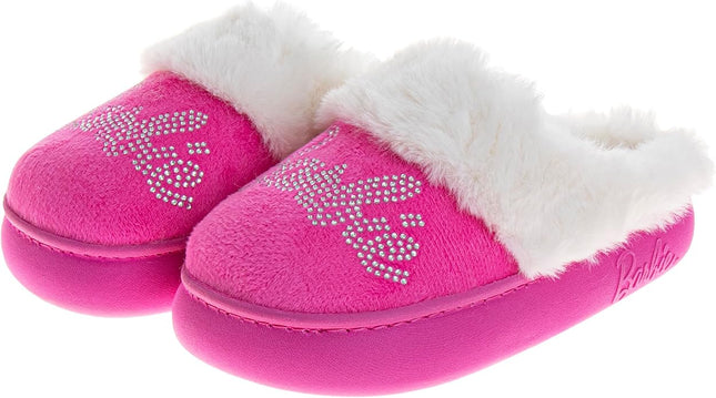 Josmo Barbie Girls Slippers Cozy Fuzzy Plush House Shoes Warm Indoor Outdoor Kids Bedroom Slippers for Little Kid Big Kid Adults