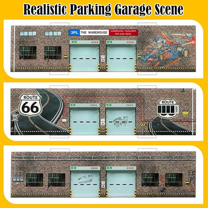 Storage for Hot Wheels: Toy Car Parking Garage Diorama with Lights - Freestanding Display Case for 1/64 Scale Diecast Cars with 4 Levels 24 Spots Maximum 40 Cars