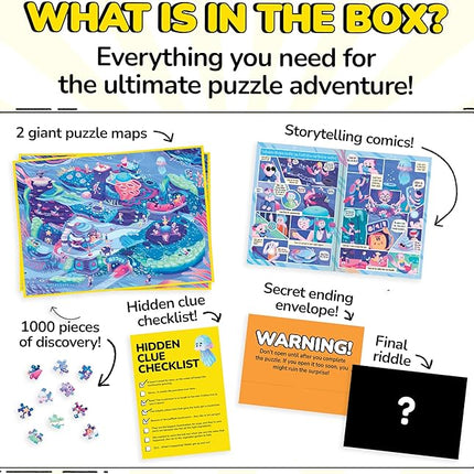 Odd Pieces Jigsaw Puzzles 1000 Pieces - Magic Mystery Story Secret Ending Puzzle - Perfect Game Night for Adults & Kids - Ocean Theme Challenging (Beyond The Kelp)