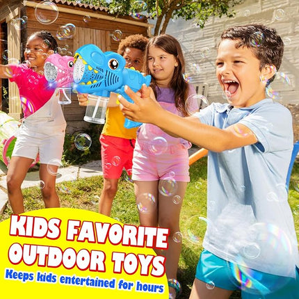 Toys for Boys Girls Ages 4-8 - 2 Pack Bubble Machine Gun Rechargeable Dinosaur Toy Gift for 4 5 6 7 8 Boy Girl Kids Toddlers Outdoor Toys 4-6 Easter Basket Stuffers Christmas Valentines Gift