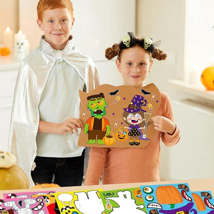 42 Sheets Halloween Party Favors Stickers for Kids, Halloween Crafts Make Your Own Stickers, Goodie Bag Fillers Toys Gifts Activities Games for Kids Party