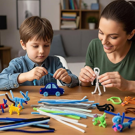 Caydo 1000Pieces Pipe Cleaners for Valentine's Day Decorations 40 Assorted Colored Chenille Stems with 100 Pieces Wiggle Eyes for Art and Crafts, Children’s Craft Supplies (6 mm x 12 inch)