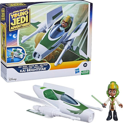 Star Wars: Young Jedi Adventures Jedi Pilot Kai Brightstar, 4-Inch Scale Action Figure Ship, Toys, Preschool Toys for 3 Year Old Boys & Girls