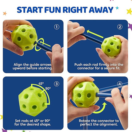 SYNCFUN Fort Building Kit for Kids, STEM Creative Construction Toy with Starry Night Cloth, Storage Bag for Indoor & Outdoors Activity, Educational Gift for Age 3 4 5 6 7 8 9 10 11 12 Boys and Girls