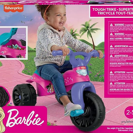 Fisher-Price Toddler Tricycle Barbie Tough Trike, Toy Bike with Handlebar Grips & Storage for Outdoor Play Kids Ages 2+ Years (Amazon Exclusive)