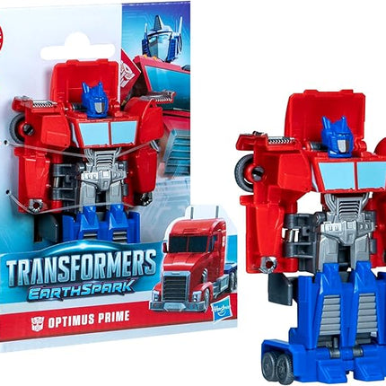 Transformers EarthSpark 1-Step Smash Changers Optimus Prime 4-Inch Action Figure, Robot Toys for Boys and Girls 6 and Up