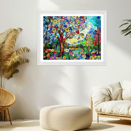 Wooden Puzzles for Adults 500 Pieces, Stained Glass Tree of Life Jigsaw Puzzles, Adults Puzzles, Birthday Gifts for Puzzle Lover, Family Brain Game 14.2x18.9 inch