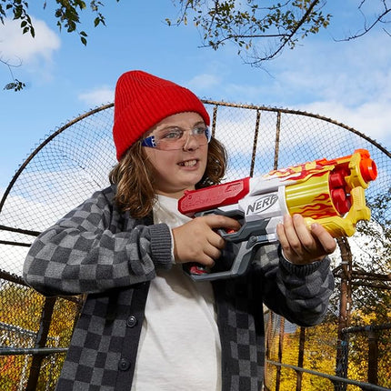 Nerf Mega CycloneShock Toy Blaster, Hotrod Color Style, 6-Dart Drum, 6 AccuStrike Mega Darts, Easy Priming (Amazon Exclusive)