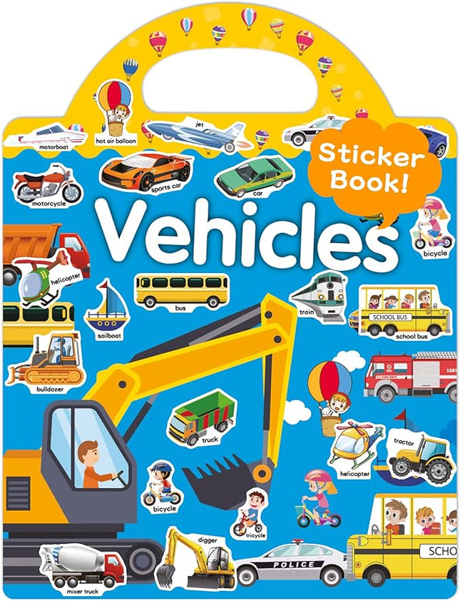 Benresive Reusable Sticker Book for Toddlers 2-4 Years, Fun Travel Stickers for Kids, Waterproof Sticker Books for Toddlers 1-3, Crafts Activities for Todddlers 1-3 2-4 3-5 - Vehicle