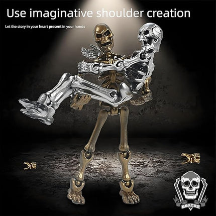 6 Pack T13 Action Figures Set, Titan 13 Skeleton Action Figure, Dummy 13 with Multi-Jointed Movable Limbs, Halloween Miniatures 3D Printed Poseable Skeleton Decor