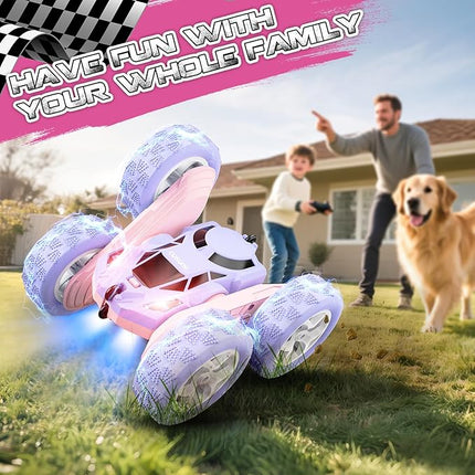 cosone Remote Control Car RC Cars for Kids Toys Rechargeable 360° Rotating 2.4Ghz RC Stunt Car for Kids Birthday Gift for 6 Years Old Girls Toys 6 7 8 9 10 Years Old Girl Gift Ideas (Pink&Purple)