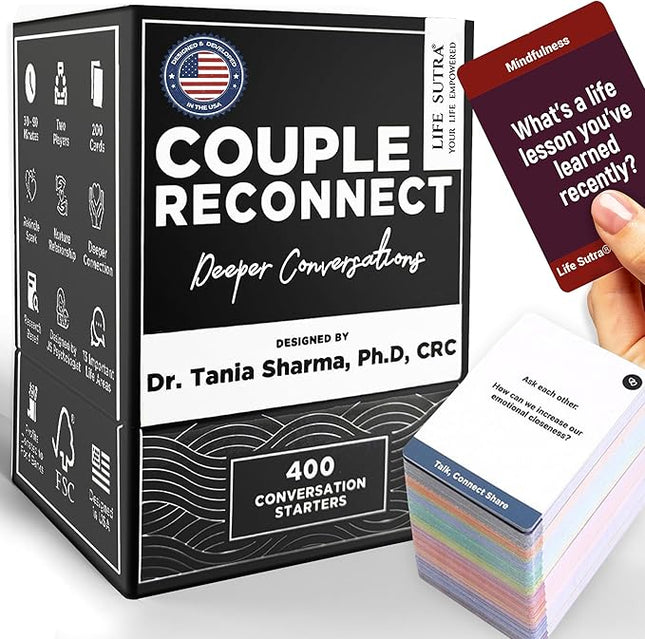 Couple Conversation Games & 400 Activities for Adults, Fun Board Card Game for Adult Couples in Relationship - Birthdays, Wedding, Bridal Shower, Wife Husband Gift, 2 Players Date Night Ideas Gifts