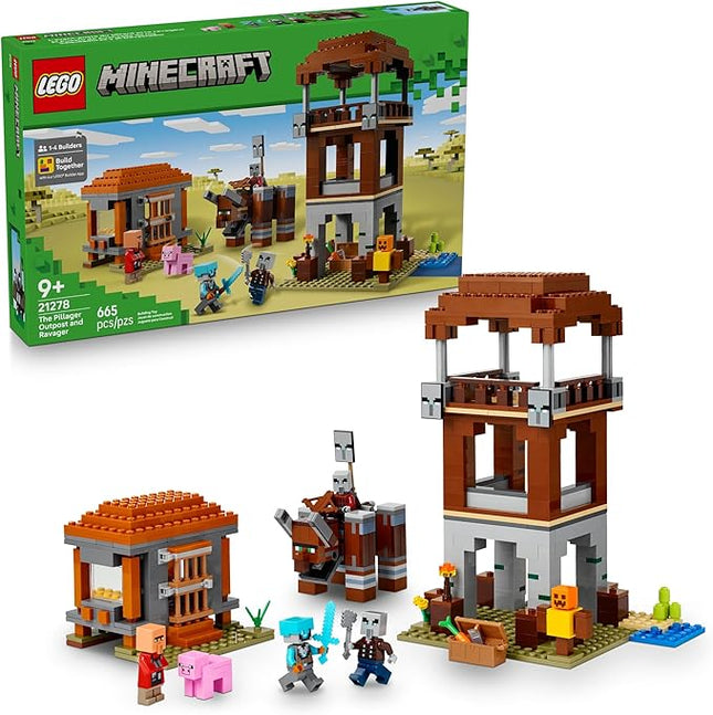 LEGO Minecraft The Pillager Outpost and Ravager Building Toy - Video Game Building Blocks for Kids, Boys & Girls, Ages 9+ - Includes Space Sentinel & 3 Minifigures - Gift Idea for Gamers - 21278