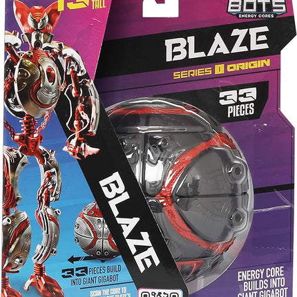 Giga Bots - Blaze | Energy Core Transforms Into 13 Inch Action Figure | Leader of The Scourage | Unique Toy Combat Attachments and Skills | Includes 33 Buildable Pieces