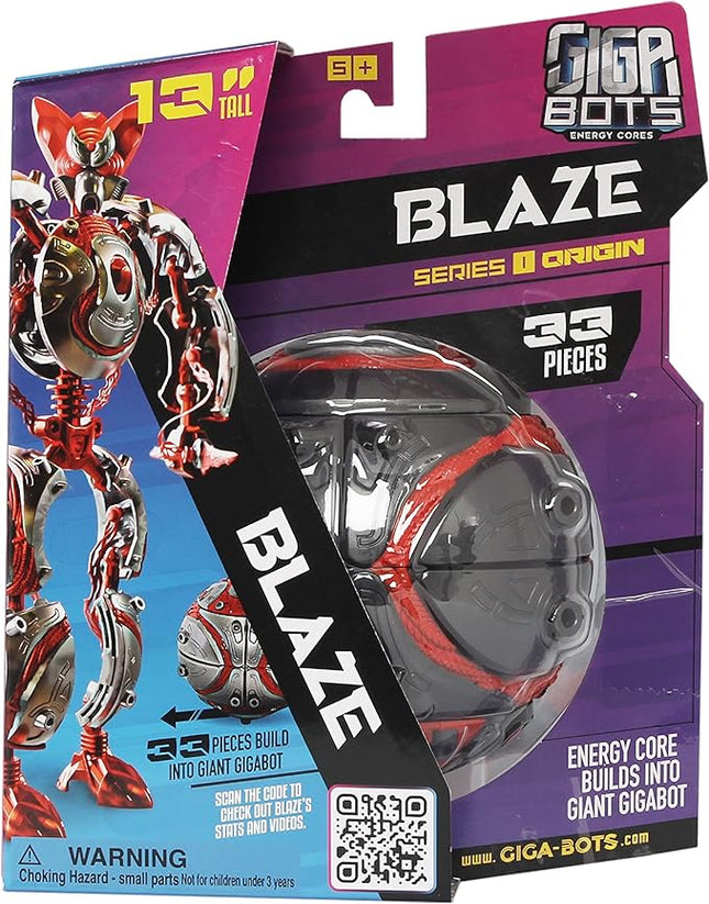 Giga Bots - Blaze | Energy Core Transforms Into 13 Inch Action Figure | Leader of The Scourage | Unique Toy Combat Attachments and Skills | Includes 33 Buildable Pieces