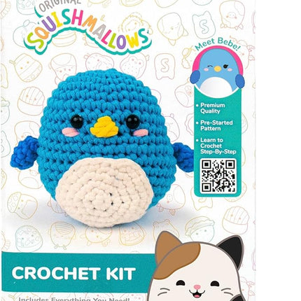 Original Squishmallows Bebe the Bluebird Crochet Kit, Includes Yarn, Crochet Hook, Starter Hooks, Step-By-Step Tutorials, Exclusive Crochet Kit For Beginners, DIY Craft, Crochet Kits, Great Teen Gifts