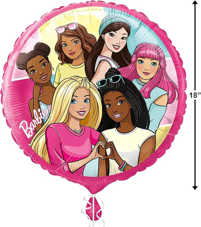 Unique Barbie Multicolor Foil Balloon - 18'', 1 Count | Vibrant & Fun Party Décor (Pack of 4)