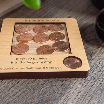 10 Penny Puzzle - Coffee Table Puzzle - Executive Toy - Wood Brain Teaser
