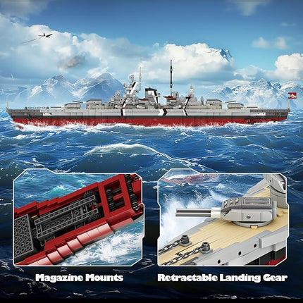 NUTCRACKER Battleship Bismarck Building Block Set - Large MOC Military World-Bismarck Class Battleship Model, Collectible Display Battle Ship Boat Toys Sets for Adults Teens Boys 14+ (2081Pieces)