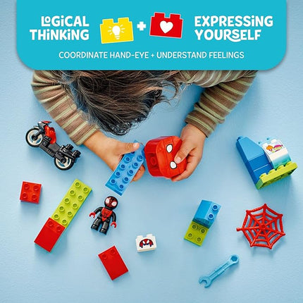 LEGO DUPLO Marvel Spin’s Motorcycle Adventure Fantasy Playset, Based on Spidey and His Amazing Friends TV Show, Build-and-Rebuild, Toddler Toys, Preschool Motorcycle Toy for Kids' Ages 2 and Up, 10424