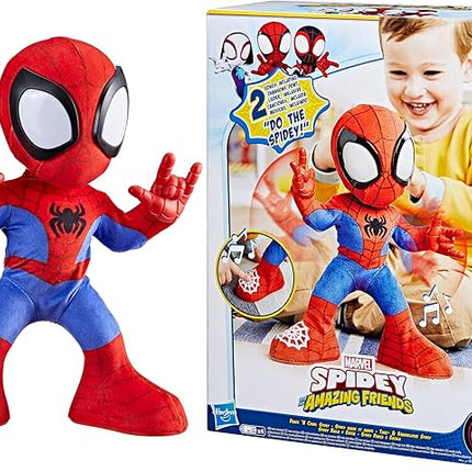 Spidey and his Amazing Friends Marvel Dance 'N Crawl Spidey, Interactive Plush Toy with 20 Phrases & Sounds, 2 Songs, Super Hero Toys for Kids 3 & Up