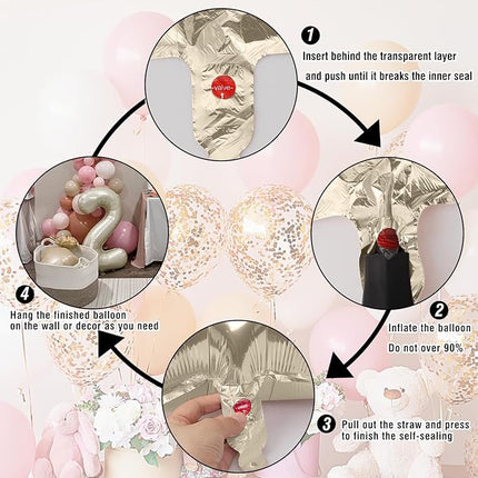 Smlpuame 40 Inch Beige Number 3 Balloons for 3rd Birthday Decorations Boys Girl, Giant Self-Sealing Cream Foil Number 0-10 White Sand Balloon for Women Men Party Anniversary Baby Shower Supplies