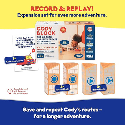 Cody Block Record & Play Expansion Set, Educational Wooden Building Blocks and Car STEM Toys for Preschool Kids Ages 7+