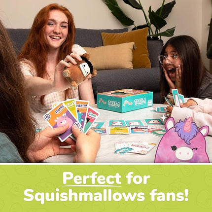 WHAT DO YOU MEME? Squishmallows Take4 by Relatable, Fun Card Games for Family Game Night, Great for Kids Games, Fun Gifts, Includes 1 Exclusive Collectible Squishmallows, 84 Cards, and Instructions