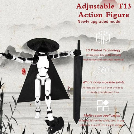 Already Assembled T13 Action Figure Accessories,Dummy 13 T13 Multi-Jointed Movable 3D Printed Toys (White)