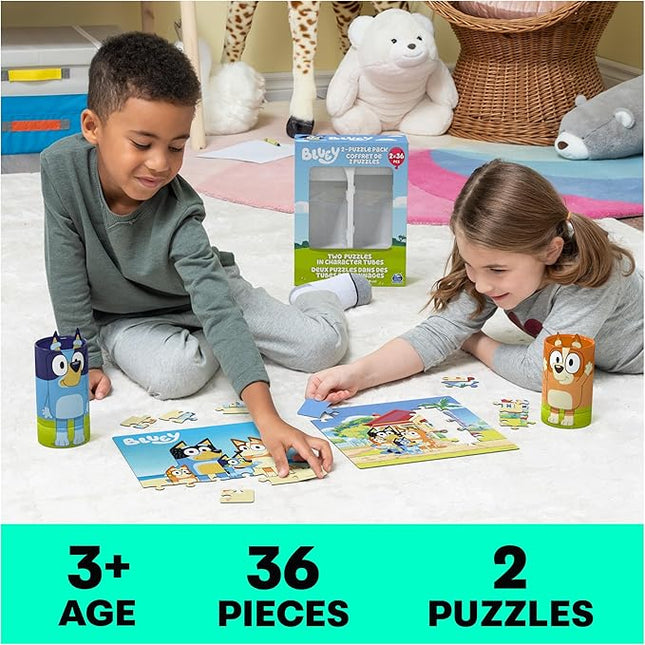 Spin Master Games, Bluey Puzzles 2-Pack, 36 Pieces, Kids Puzzles, Bluey Toys, Preschool Puzzles, for Ages 3 & Up