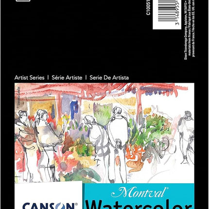 Canson Artist Series Montval Watercolor Paper, Wirebound Pad, 5.5x8.5 inches, 12 Sheets (140lb/300g) - Artist Paper for Adults and Students - Watercolors, Mixed Media, Markers and Art Journaling