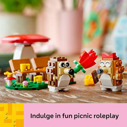 LEGO Hedgehog Picnic Date Building Toy - Animal Figures and Playset for Kids, Boys and Girls, Ages 8+ - Gift for Her and Him - with 2 Hedgehog Toys and Accessories - 40711