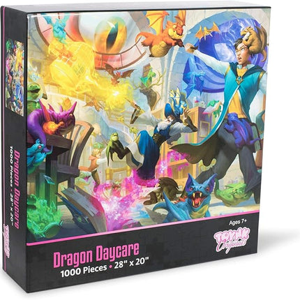 Dragon Daycare Fantasy Wizard Puzzle for Adults and Kids | Difficult 1000 Piece Jigsaw Puzzle Toy | Fun Quarantine Gift | Interactive Brain Teaser Challenge for Game Night | 28 x 20 Inches
