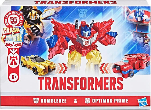 Transformers Crash & Combine Heroes, 3.75-Inch Converting Bumblebee and Optimus Prime Action Figures, Robot Toys for Kids 6 and Up (Amazon Exclusive)