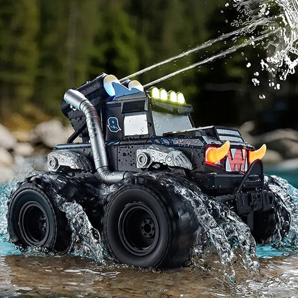 3-in-1 Amphibious Remote Control Car, RC Boat/Water Gun, 2.4GHz All Terrain Waterproof Monster Trucks for Boys Age 4-7 W/2 Batteries 70 min, Birthday Gift Pool Toys for Kids Ages 4-8