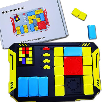 Super Slide Puzzle: Over 500 High-Level IQ Challenges, Exciting Educational Brain Teaser for Kids & Teens, Quality-Made, Great Travel & Gift Option (Navy/Yellow/Red/Blue)