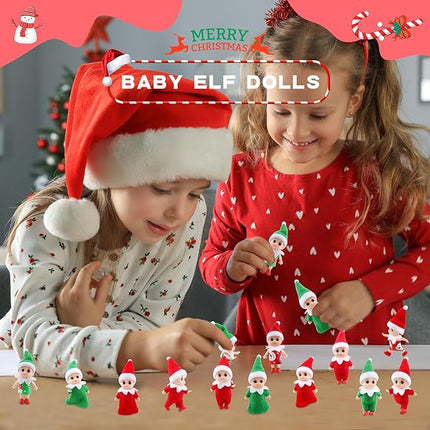 12 Pcs Christmas Baby Dolls Mini Elf Dolls Xmas Twins Dolls Craft Cute Tiny Christmas Elves for Christmas Decoration Stocking Stuffers Kids Toys Party Gift